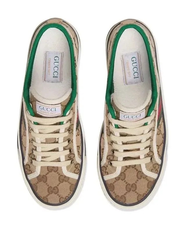 Gucci Tennis 1977 Beige GG Supreme Canvas Web Stripe Lifestyle Sneakers 3