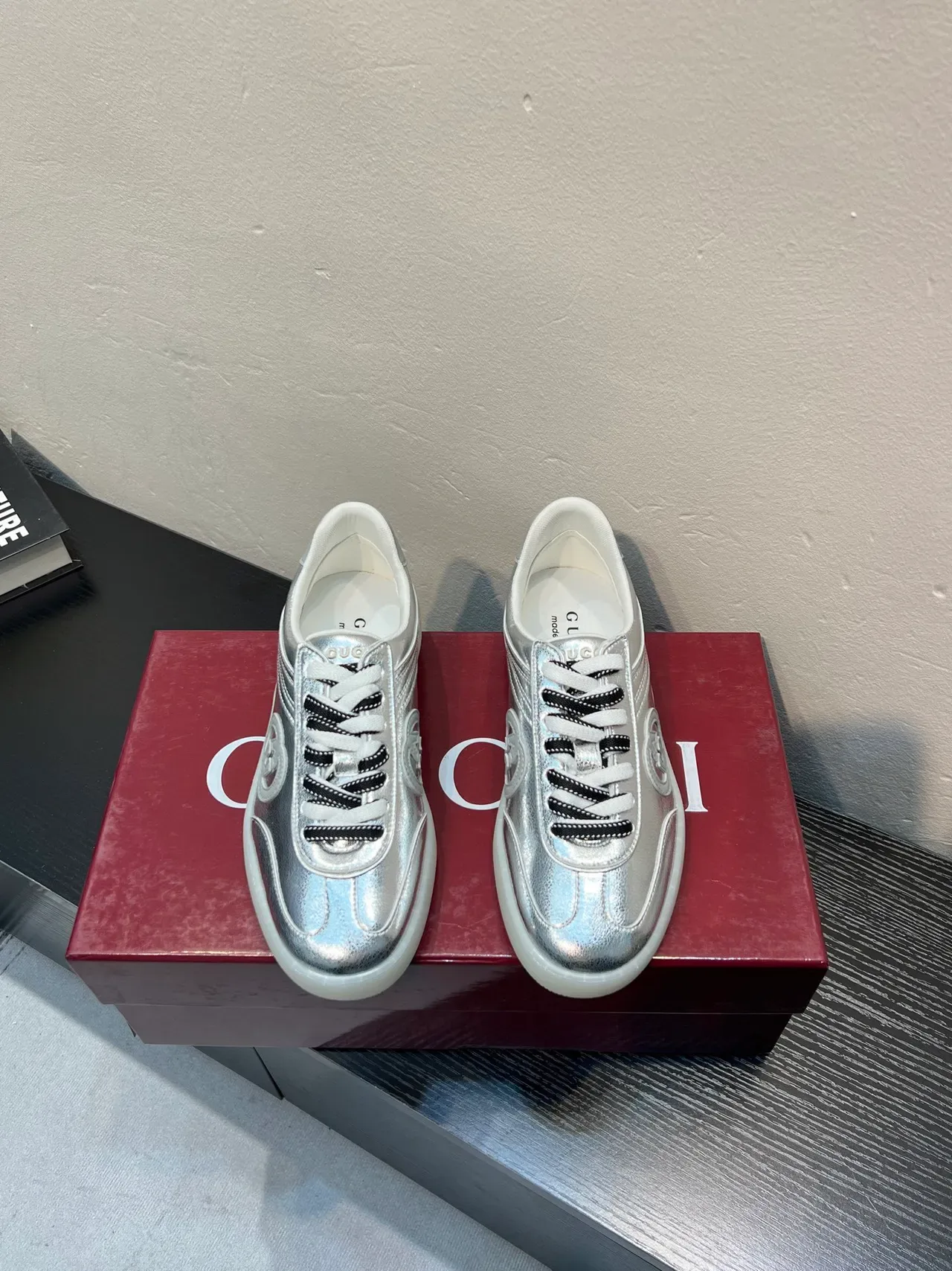 Gucci Tennis 1977 Metallic Silver Lifestyle Sneakers 2