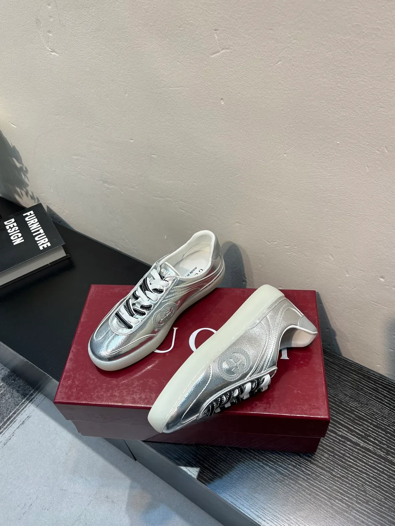 Gucci Tennis 1977 Metallic Silver Lifestyle Sneakers 4