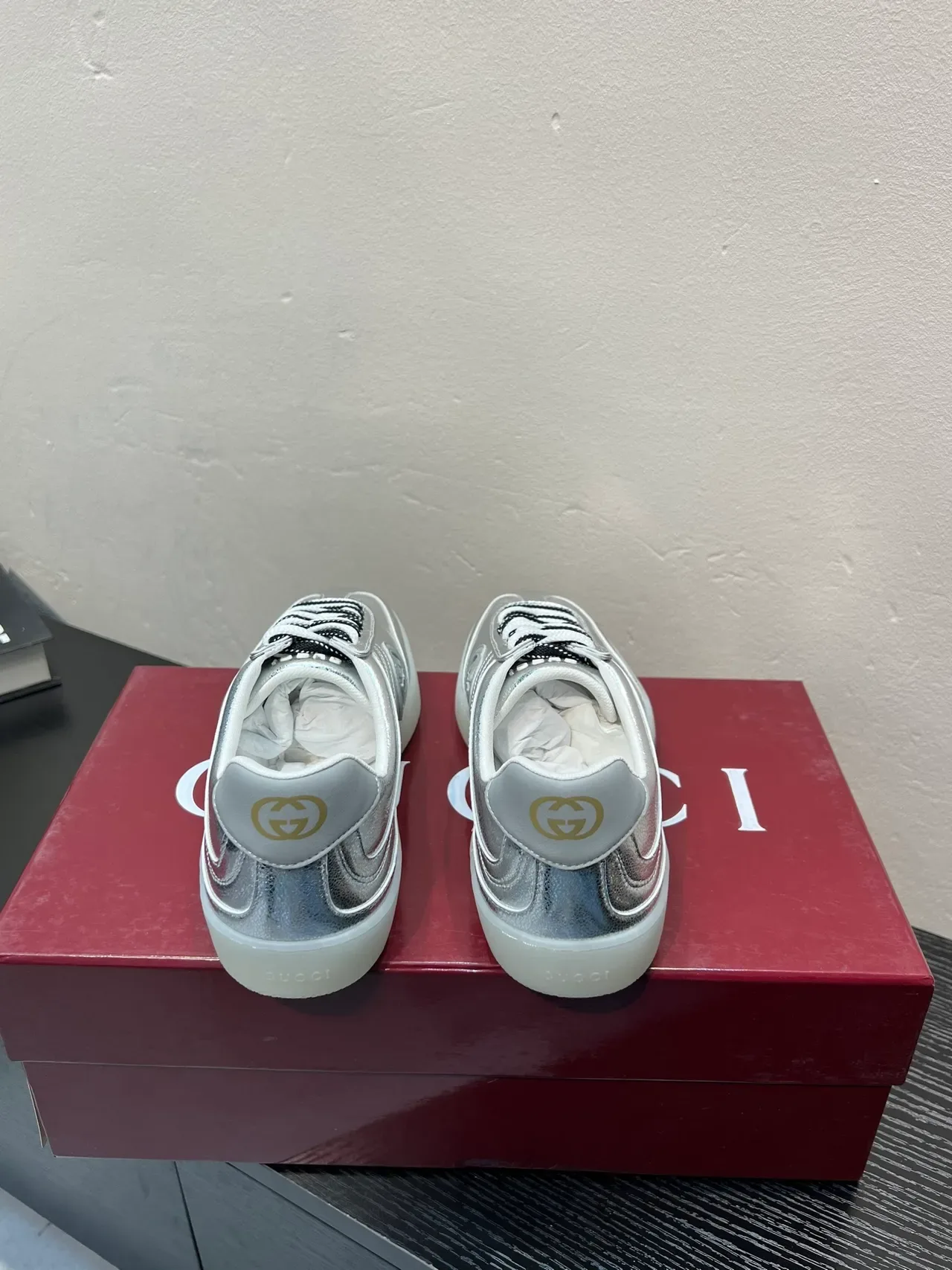 Gucci Tennis 1977 Metallic Silver Lifestyle Sneakers 6