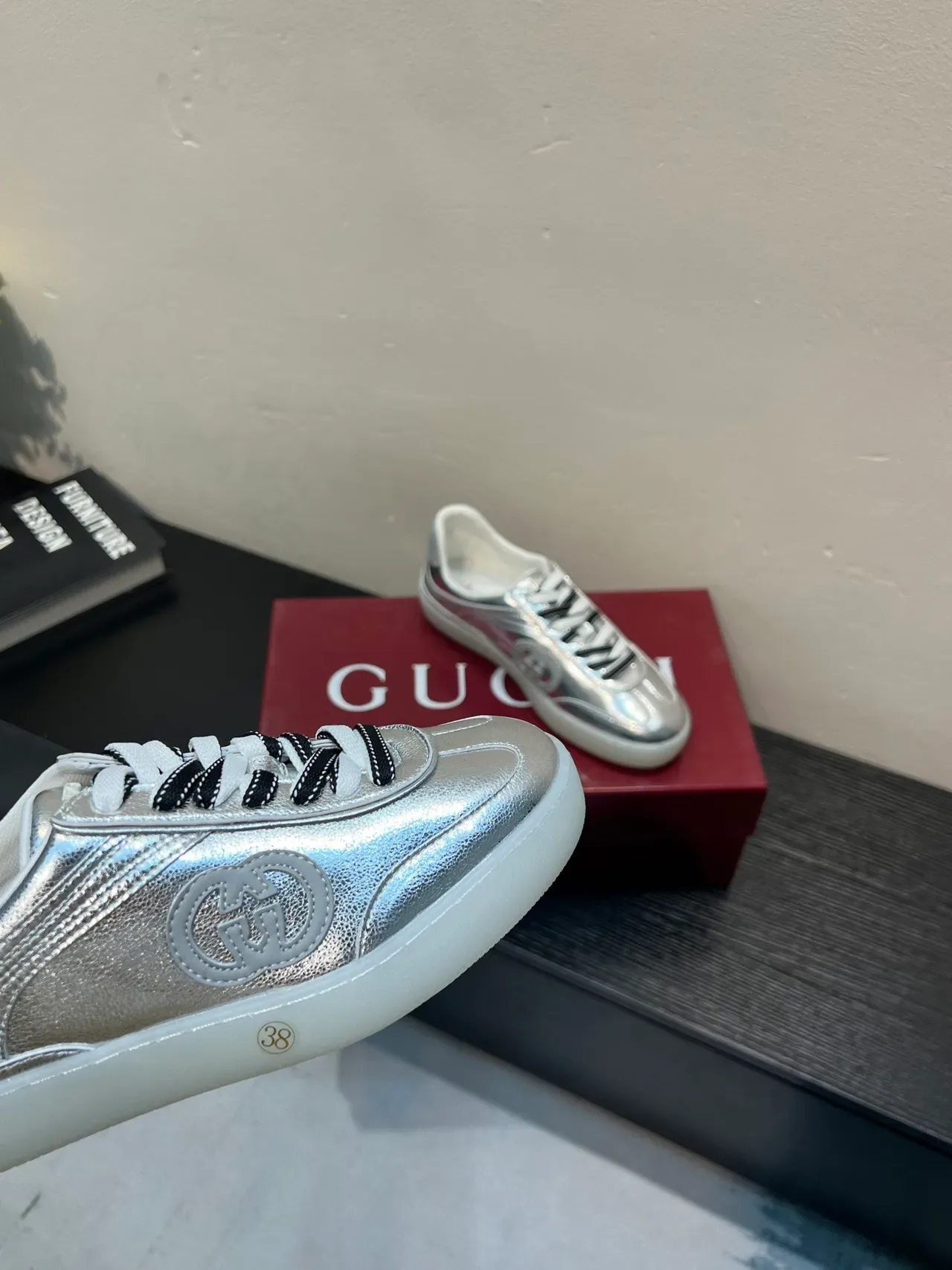 Gucci Tennis 1977 Metallic Silver Lifestyle Sneakers 9