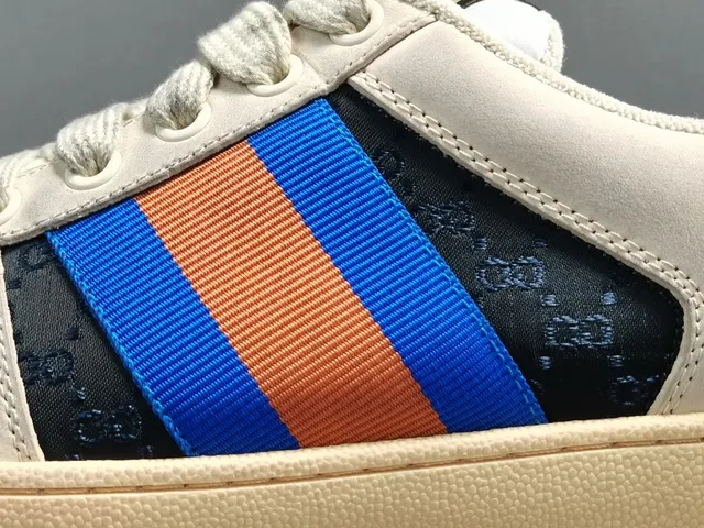 Gucci Tennis 1977 Off-White Black Blue Orange Web Lifestyle Sneakers 6