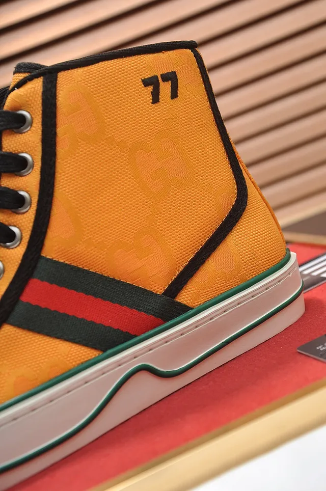 Gucci Tennis 1977 Orange Monogram High-Top Lifestyle Sneakers 2