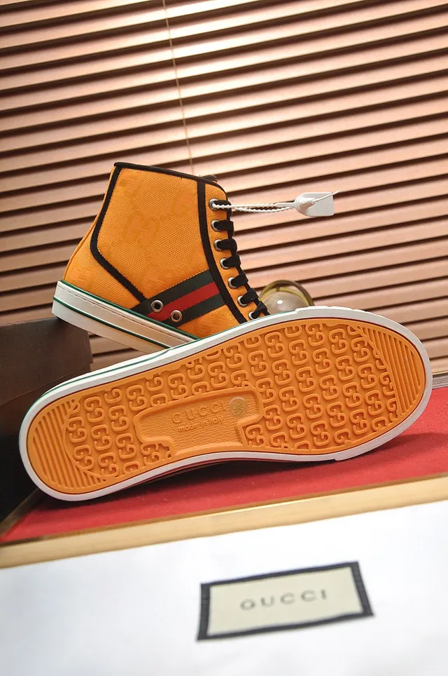 Gucci Tennis 1977 Orange Monogram High-Top Lifestyle Sneakers 3