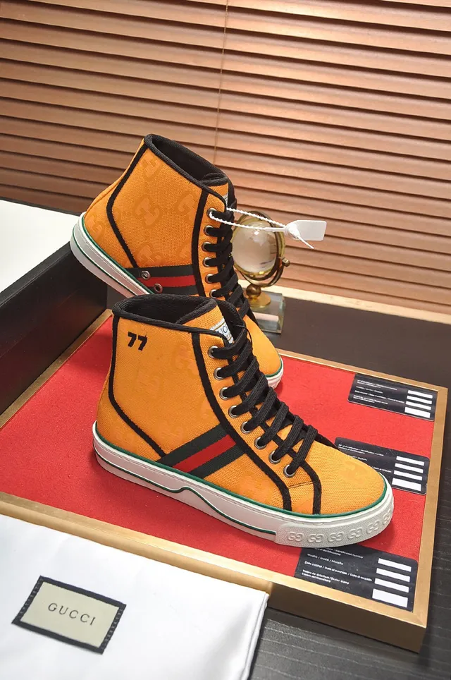 Gucci Tennis 1977 Orange Monogram High-Top Lifestyle Sneakers 5