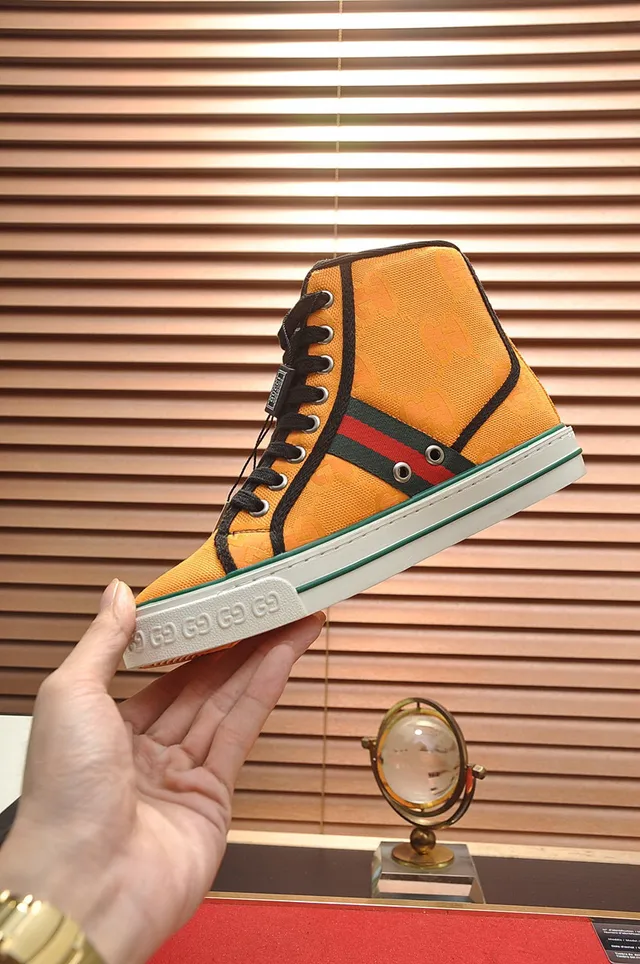 Gucci Tennis 1977 Orange Monogram High-Top Lifestyle Sneakers 6
