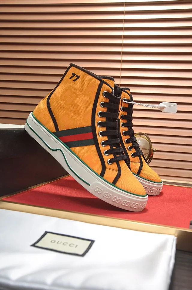 Gucci Tennis 1977 Orange Monogram High-Top Lifestyle Sneakers 7