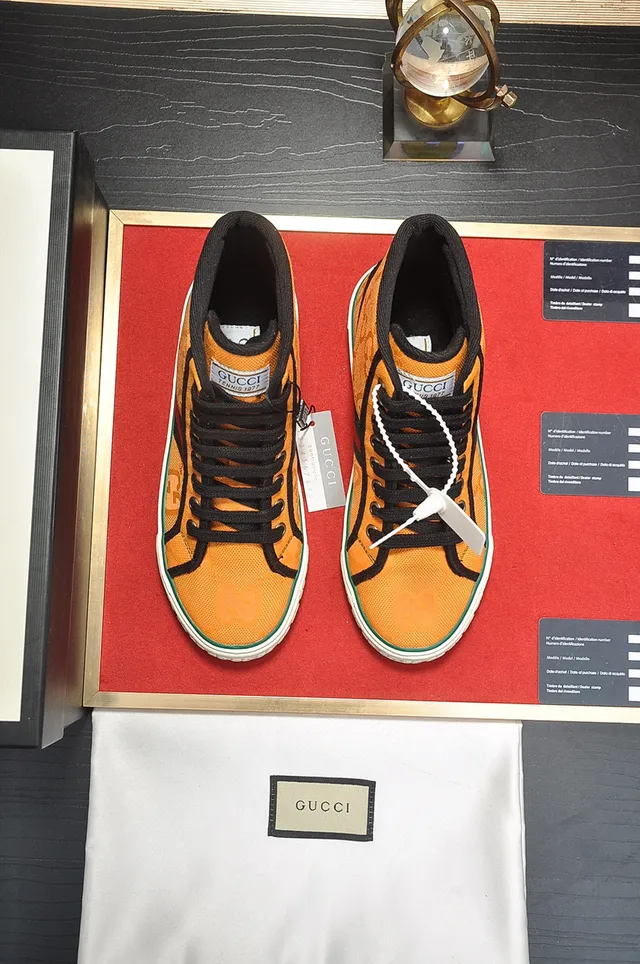 Gucci Tennis 1977 Orange Monogram High-Top Lifestyle Sneakers 9