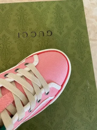 Gucci Tennis 1977 Pink Web Stripe High-Top Lifestyle Sneakers 5
