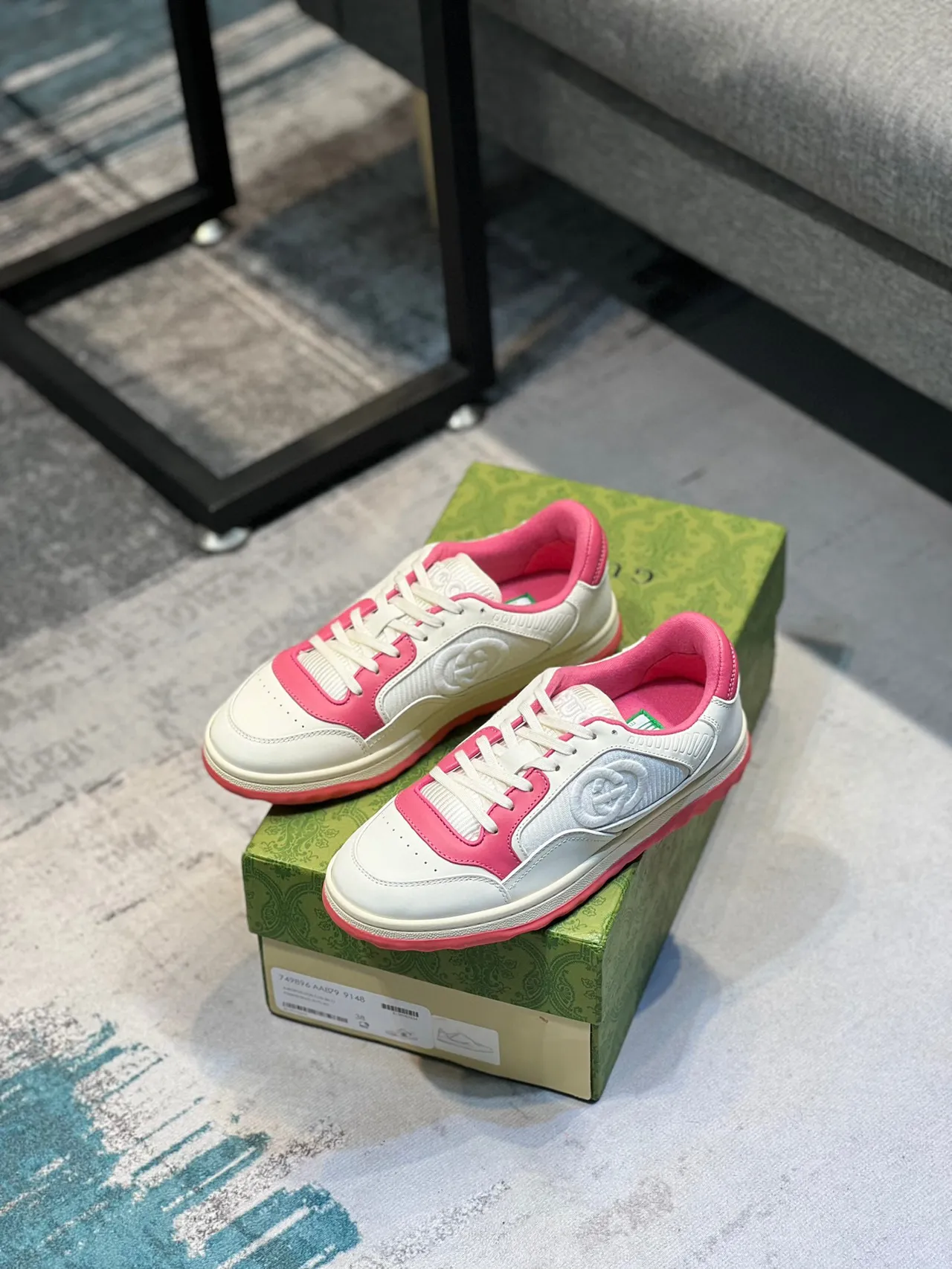 Gucci Tennis 1977 White and Pink Lifestyle Sneakers 7