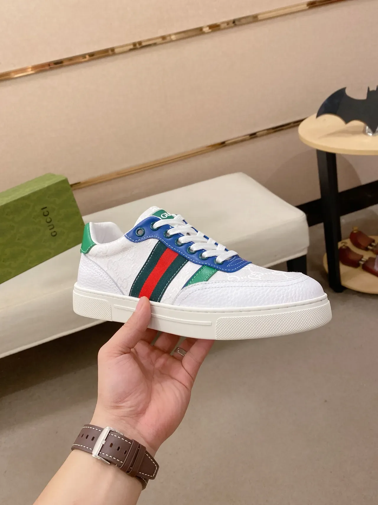 Gucci Tennis 1977 White Green Red Blue Lifestyle Sneakers 4