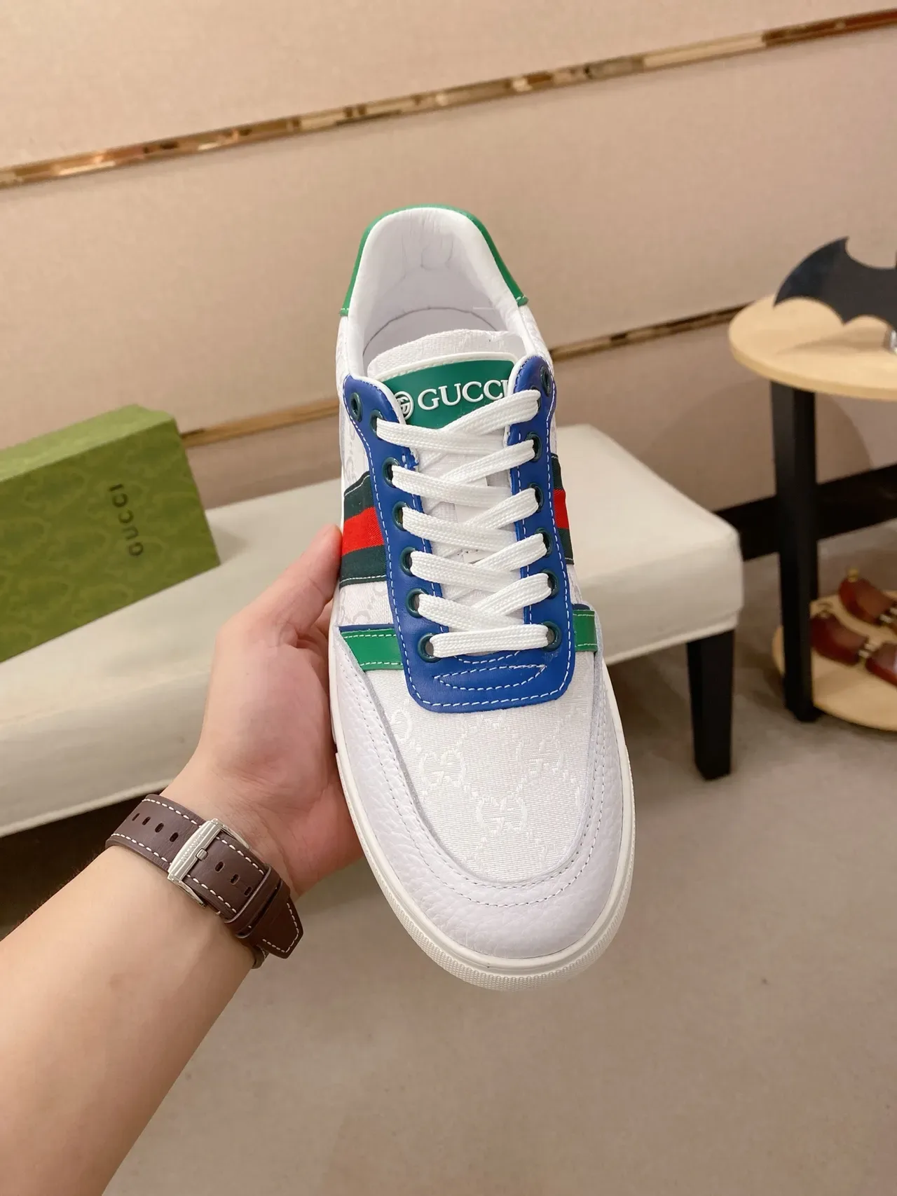 Gucci Tennis 1977 White Green Red Blue Lifestyle Sneakers 5