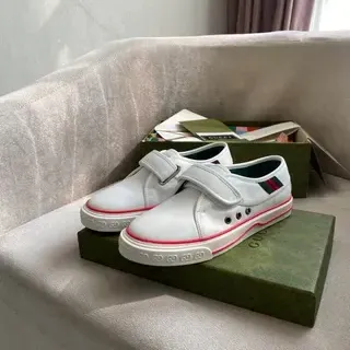 Gucci Tennis 1977 White Red Midsole Web Stripe Lifestyle Sneakers