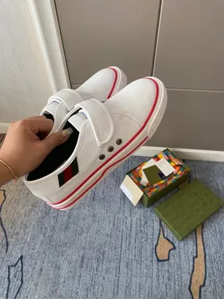 Gucci Tennis 1977 White Red Midsole Web Stripe Lifestyle Sneakers 2