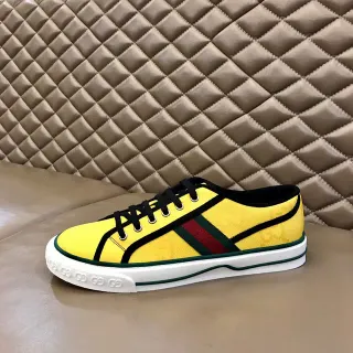 Gucci Tennis 1977 حذاء رياضي أصفر بطبعة المونوغرام شبكي شريط أسلوب حياة
