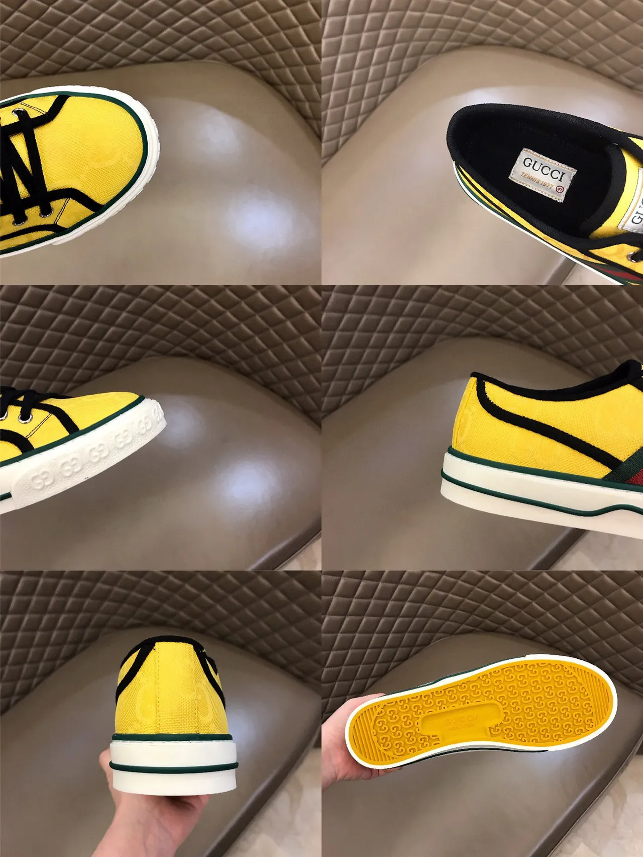 Gucci Tennis 1977 Yellow Monogram Web Stripe Lifestyle Sneakers 2