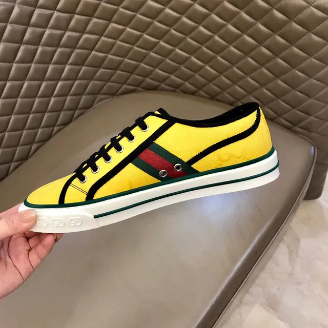 Gucci Tennis 1977 Yellow Monogram Web Stripe Lifestyle Sneakers 3