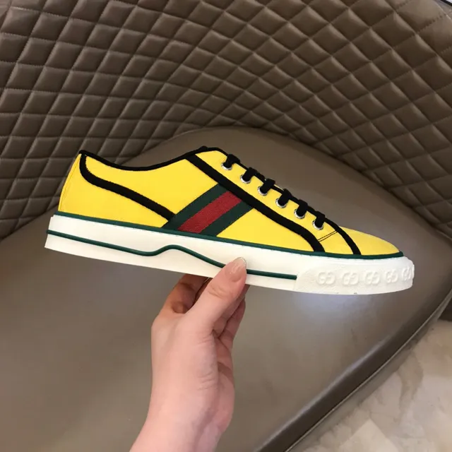 Gucci Tennis 1977 Yellow Monogram Web Stripe Lifestyle Sneakers 5