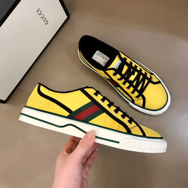 Gucci Tennis 1977 Yellow Monogram Web Stripe Lifestyle Sneakers 6
