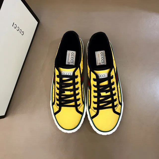 Gucci Tennis 1977 Yellow Monogram Web Stripe Lifestyle Sneakers 8