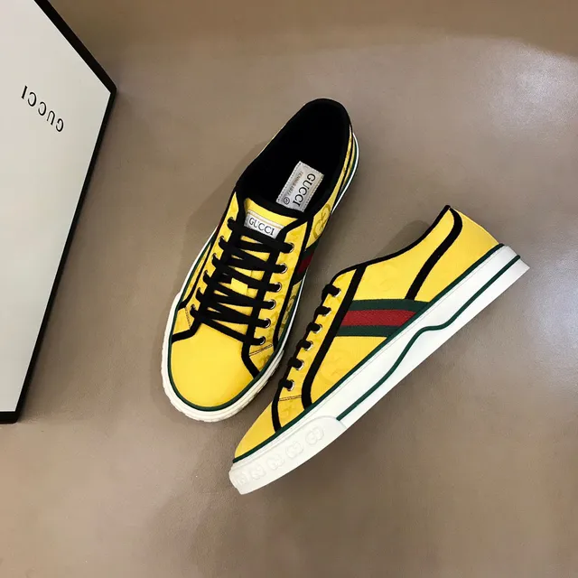 Gucci Tennis 1977 Yellow Monogram Web Stripe Lifestyle Sneakers 9