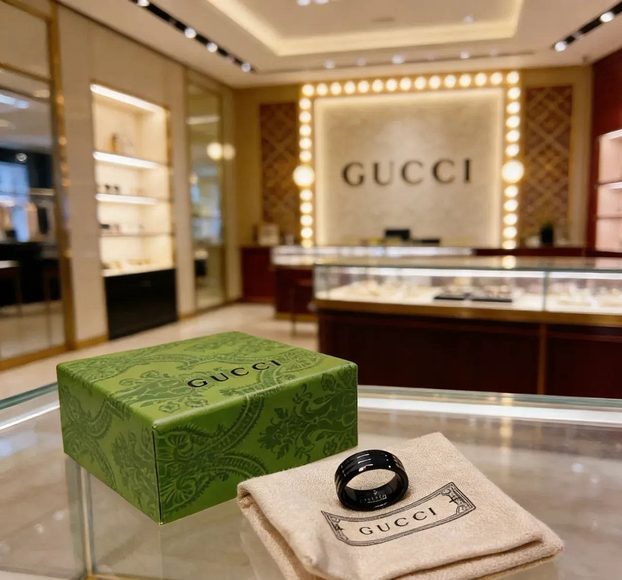 Gucci Three Bands Black Ceramic Ring 6