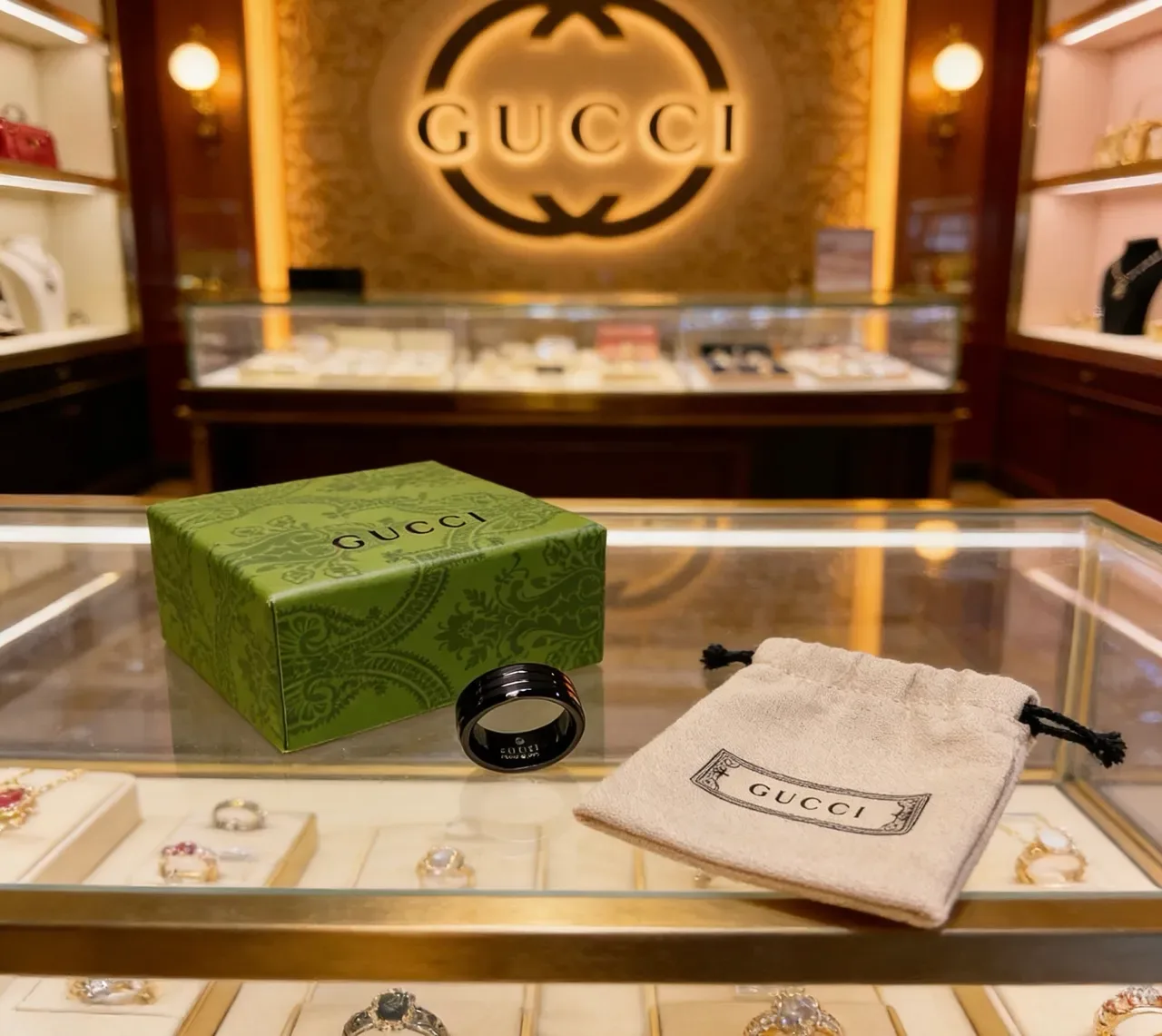 Gucci Three Bands Black Ceramic Ring 9