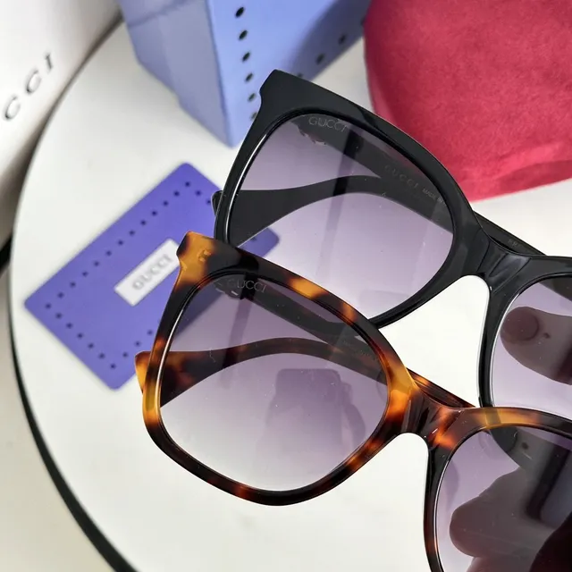 Gucci Tortoiseshell Square Cat-Eye Gradient Brown Sunglasses 2