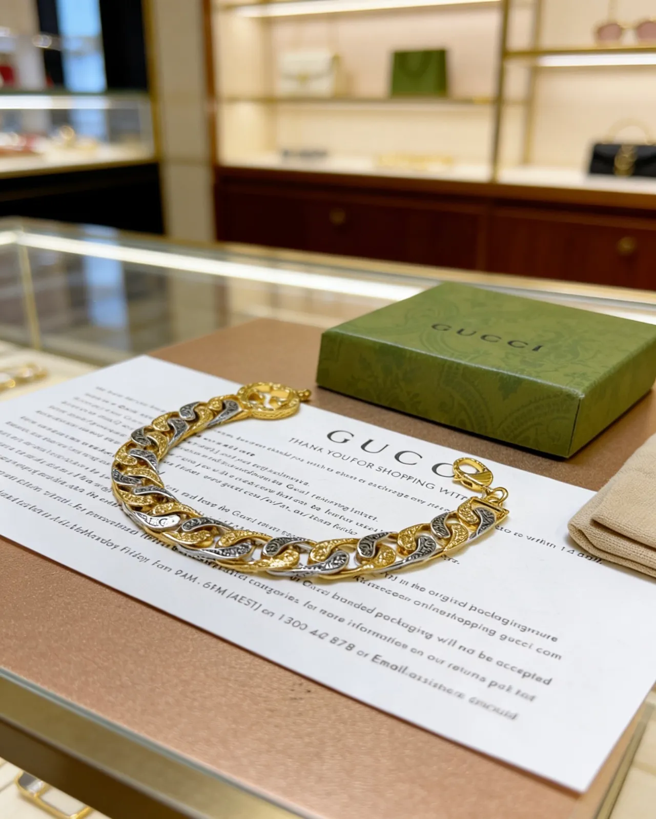 Gucci Two-Tone Gold and Silver Curb-Link Bracelet 2