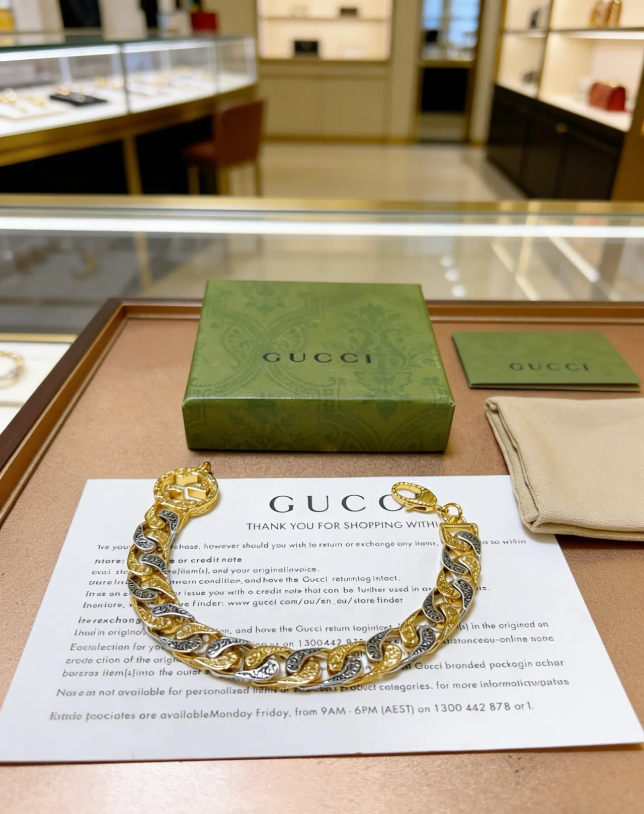 Gucci Two-Tone Gold and Silver Curb-Link Bracelet 3