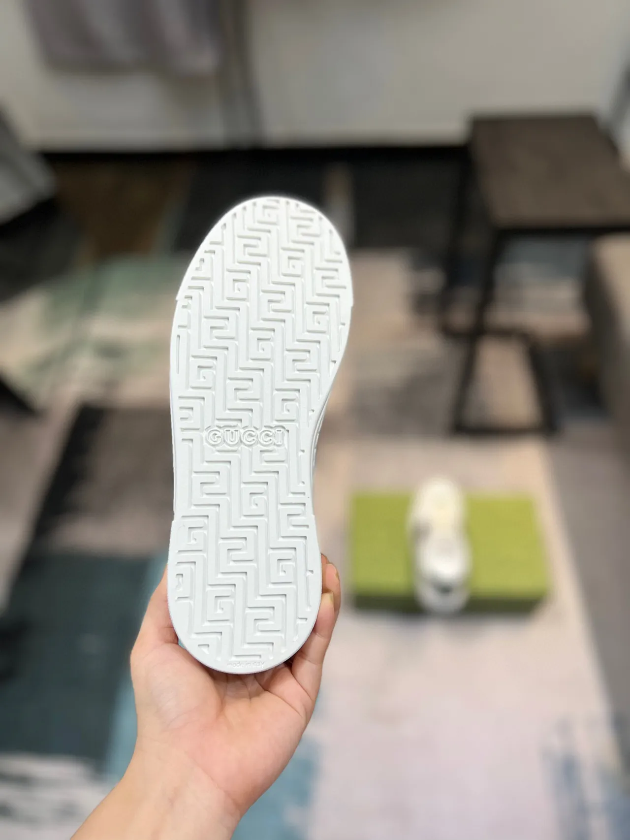 Gucci White Green Leather Upper Web Stripe Detail Lifestyle Sneakers 9