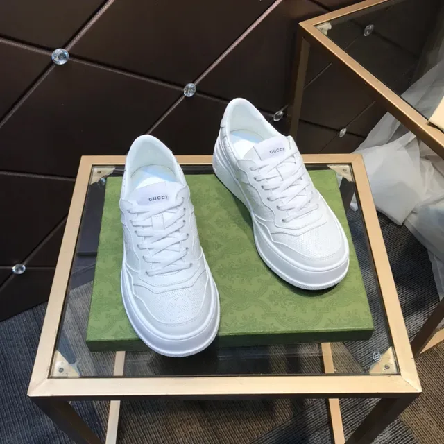 Gucci White Perforated Leather Embossed Interlocking G Lifestyle Sneakers 6