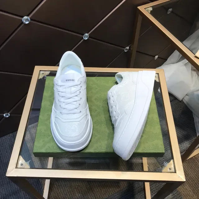 Gucci White Perforated Leather Embossed Interlocking G Lifestyle Sneakers 7