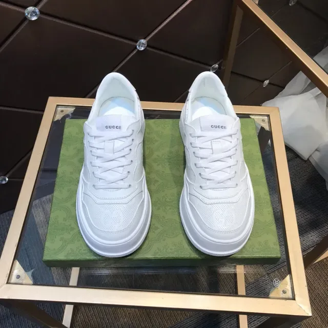 Gucci White Perforated Leather Embossed Interlocking G Lifestyle Sneakers 8