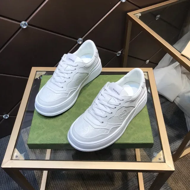 Gucci White Perforated Leather Embossed Interlocking G Lifestyle Sneakers 9