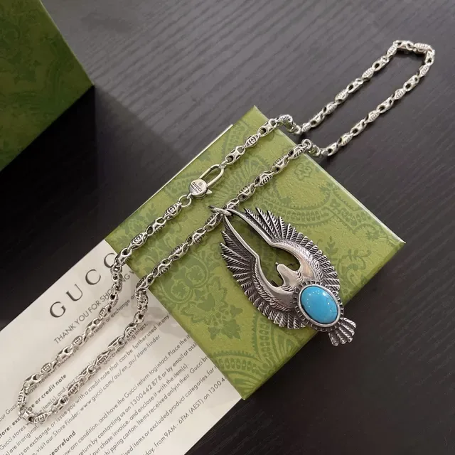 Gucci Winged Bird Turquoise Pendant Necklace 2
