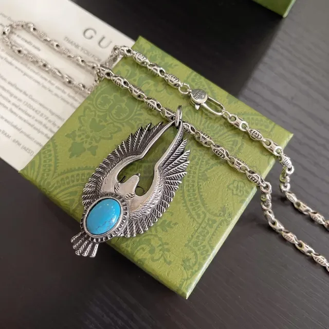 Gucci Winged Bird Turquoise Pendant Necklace 8