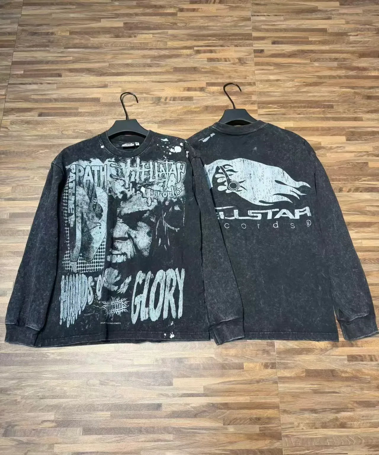 Hellstar Distressed Acid-Wash Graphic Long-Sleeve T-Shirt 4