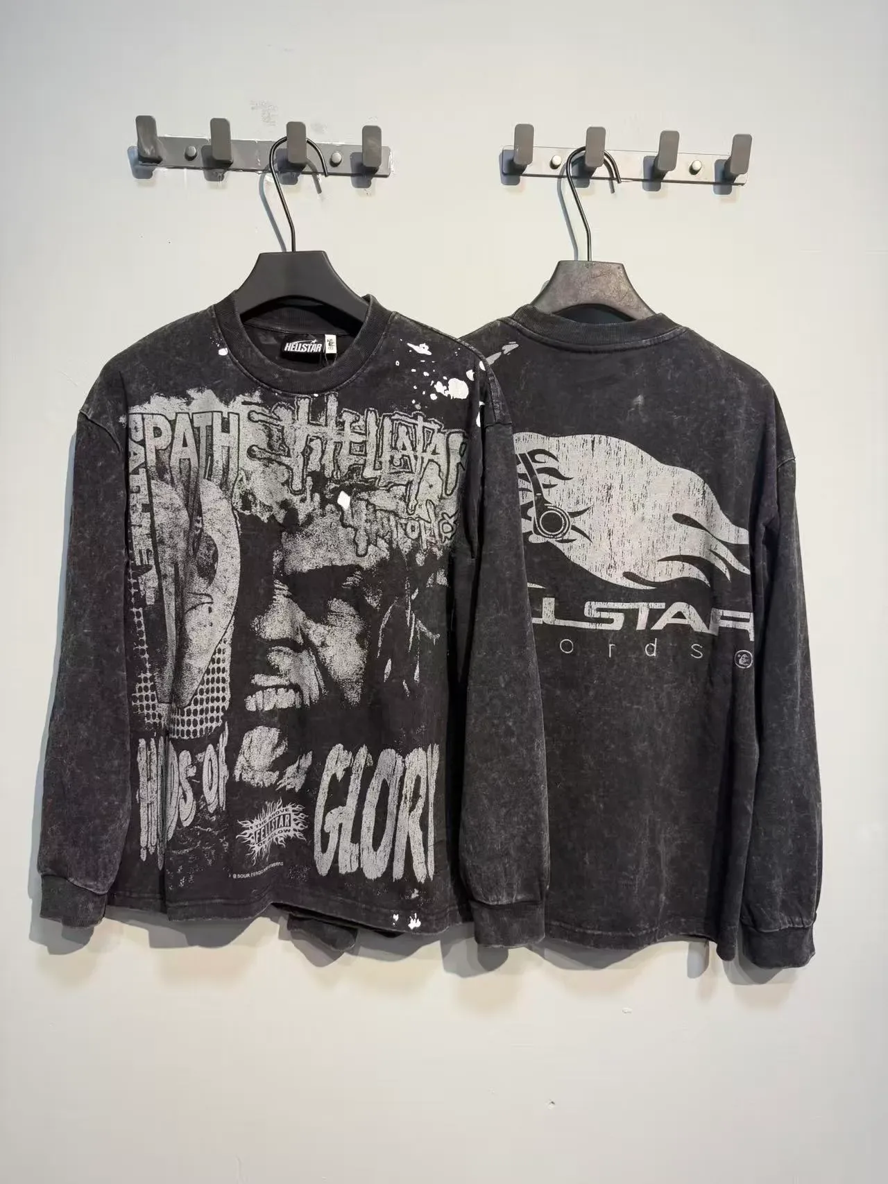 Hellstar Distressed Acid-Wash Graphic Long-Sleeve T-Shirt 5