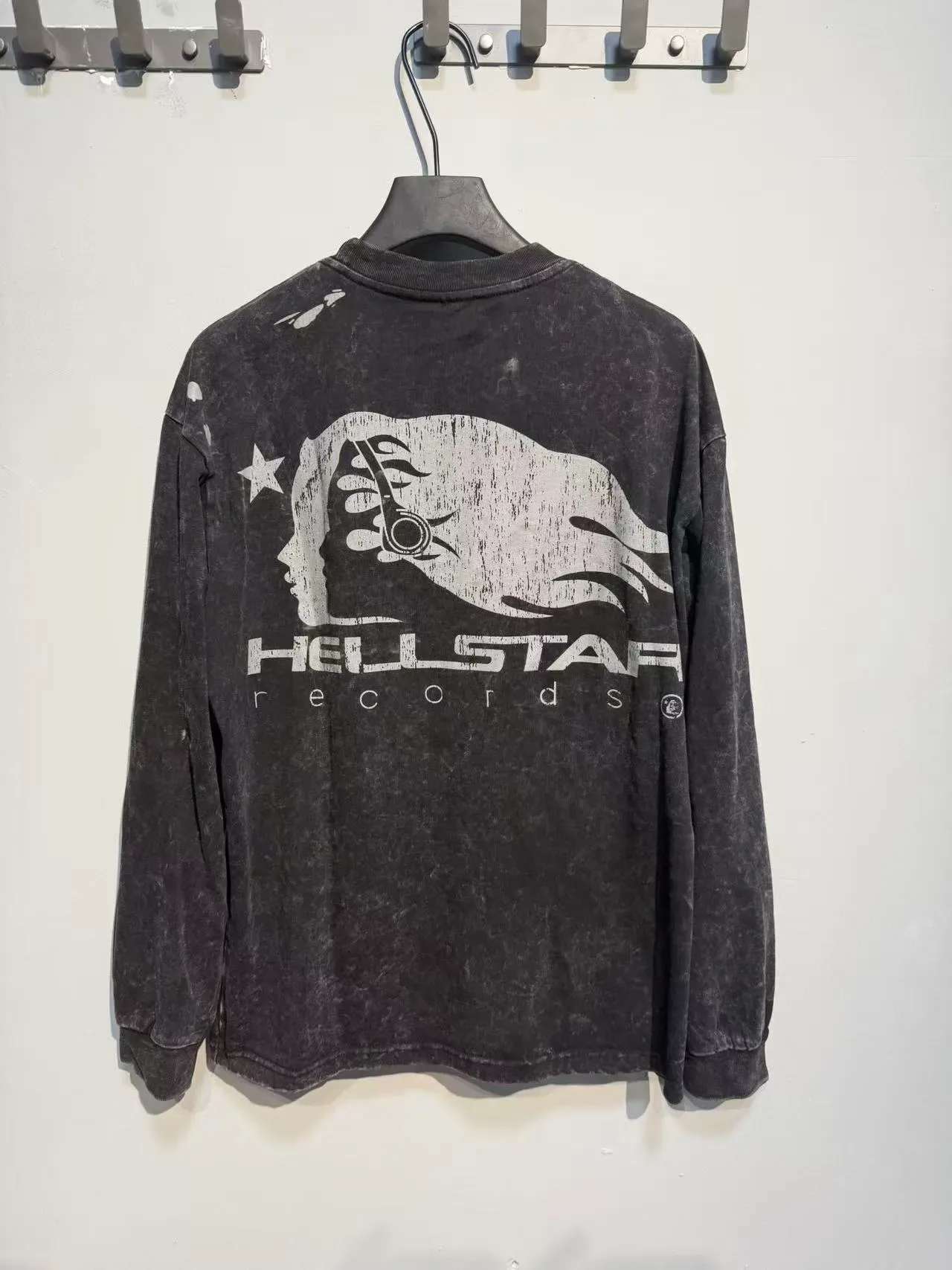 Hellstar Distressed Acid-Wash Graphic Long-Sleeve T-Shirt 6