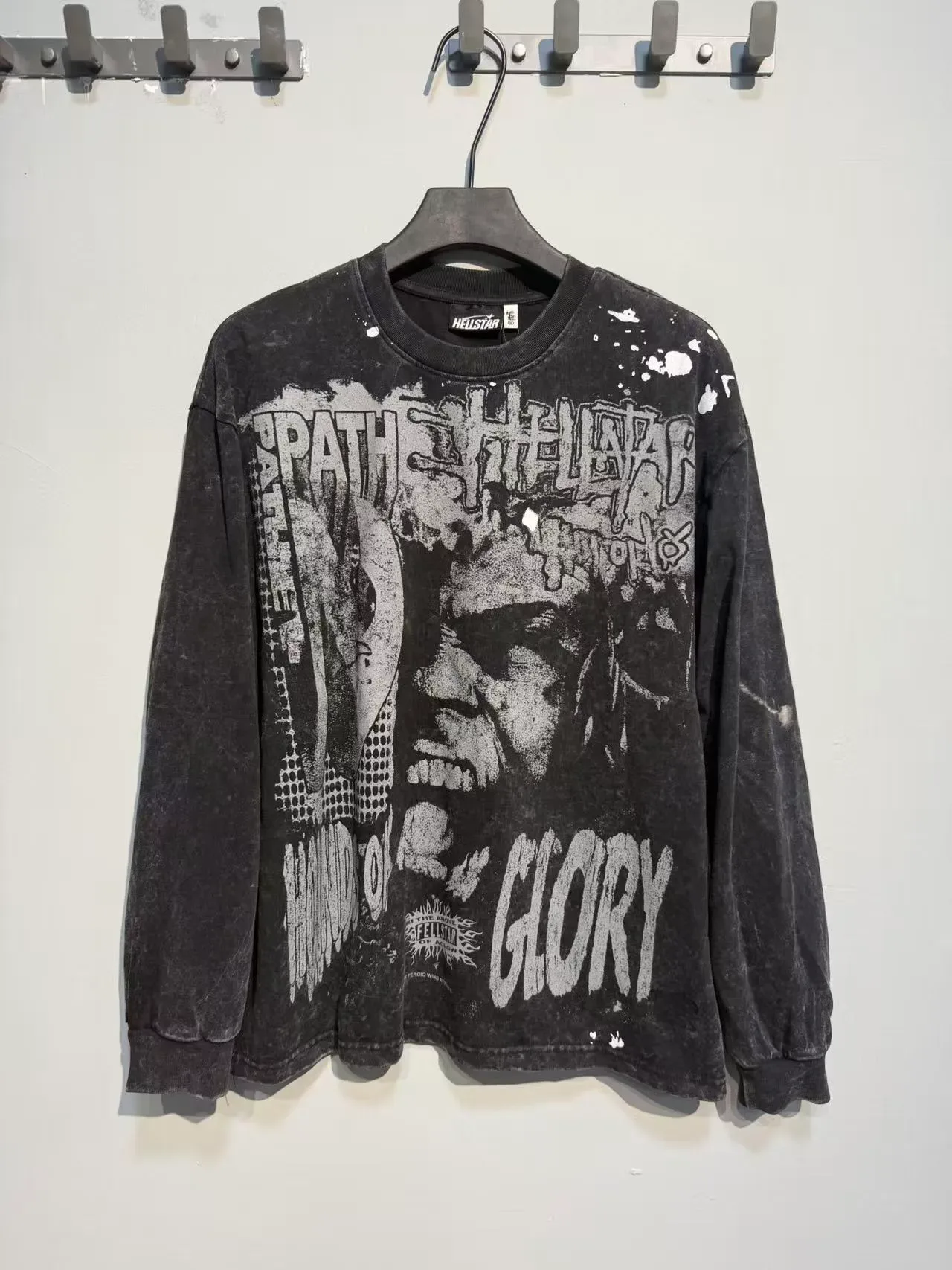 Hellstar Distressed Acid-Wash Graphic Long-Sleeve T-Shirt 7