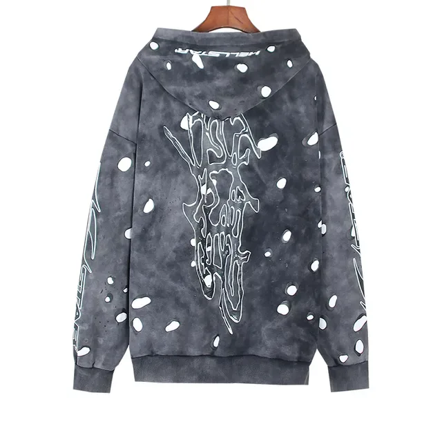 Hellstar Distressed رمادي وأبيض طباعة الرذاذ بدلة رياضية 2