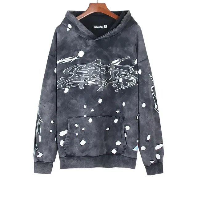 Hellstar Distressed رمادي وأبيض طباعة الرذاذ بدلة رياضية 3