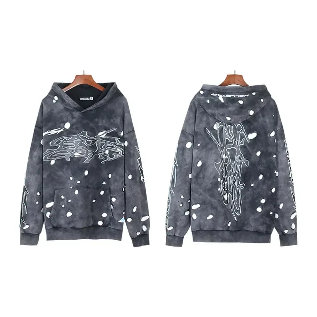 Hellstar Distressed رمادي وأبيض طباعة الرذاذ بدلة رياضية 4