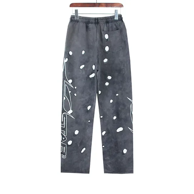 Hellstar Distressed رمادي وأبيض طباعة الرذاذ بدلة رياضية 6
