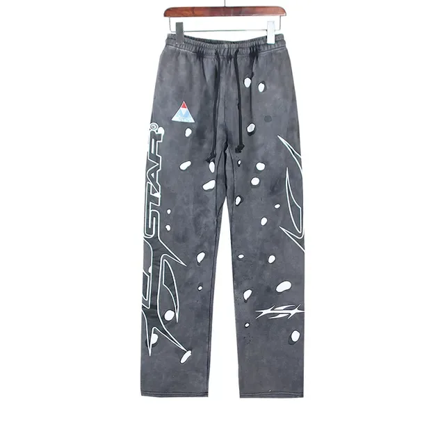 Hellstar Distressed رمادي وأبيض طباعة الرذاذ بدلة رياضية 7