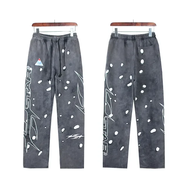 Hellstar Distressed رمادي وأبيض طباعة الرذاذ بدلة رياضية 8