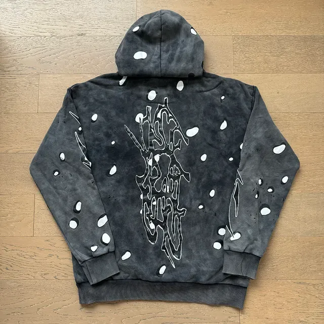 Hellstar Distressed رمادي وأبيض طباعة الرذاذ بدلة رياضية 10
