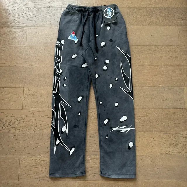 Hellstar Distressed رمادي وأبيض طباعة الرذاذ بدلة رياضية 11