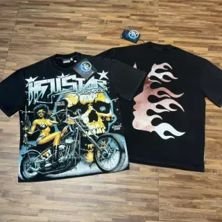 Hellstar ग्राफिक प्रिंट ओवरसाइज्ड काली टी-शर्ट